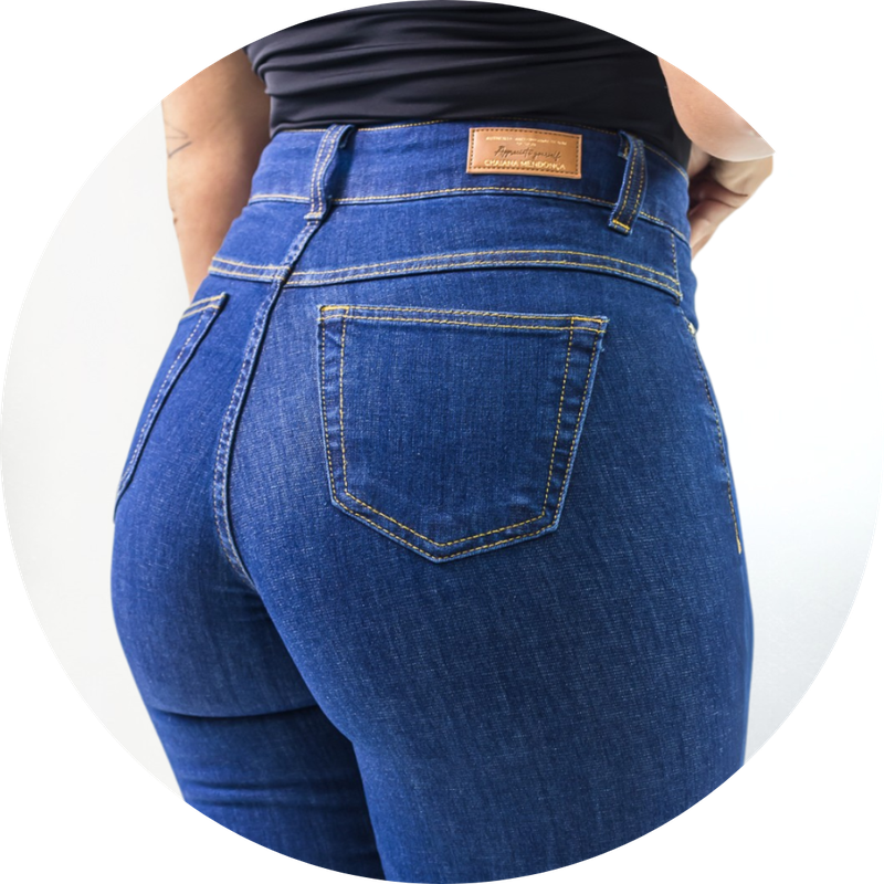 CHM Store - Calça Flare Cintura Super Alta CHAPA BARRIGA Jeans Escura