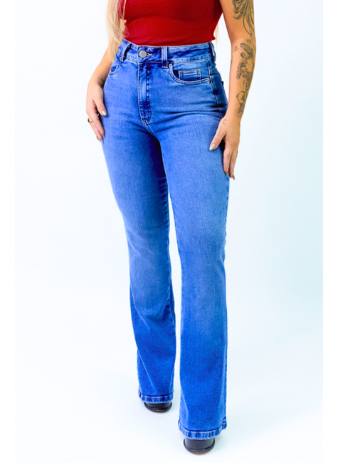 CHM STORE - Calça Flare Jeans Cintura Super Alta CHAPA BARRIGA